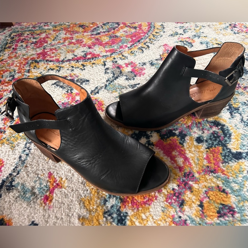 leather open toed shoes